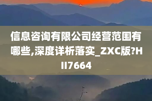 信息咨询有限公司经营范围有哪些,深度详析落实_ZXC版?HII7664