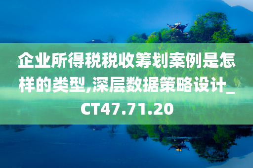 企业所得税税收筹划案例是怎样的类型,深层数据策略设计_CT47.71.20