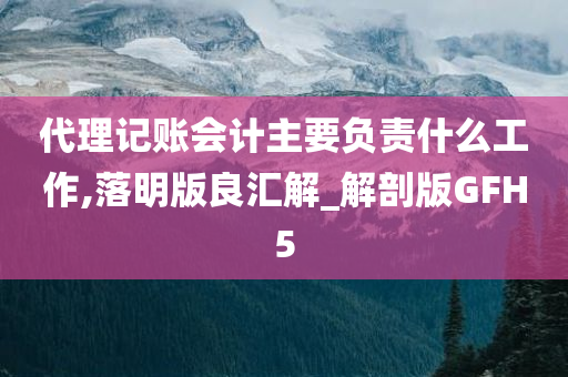 代理记账会计主要负责什么工作,落明版良汇解_解剖版GFH5