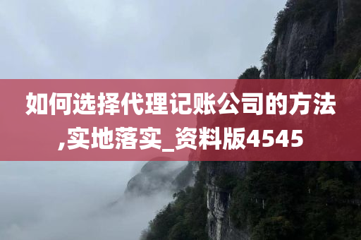 如何选择代理记账公司的方法,实地落实_资料版4545