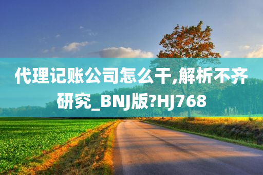 代理记账公司怎么干,解析不齐研究_BNJ版?HJ768