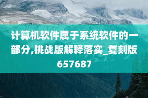 计算机软件属于系统软件的一部分,挑战版解释落实_复刻版657687