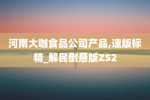 河南大咖食品公司产品,速版标精_解民倒悬版ZS2