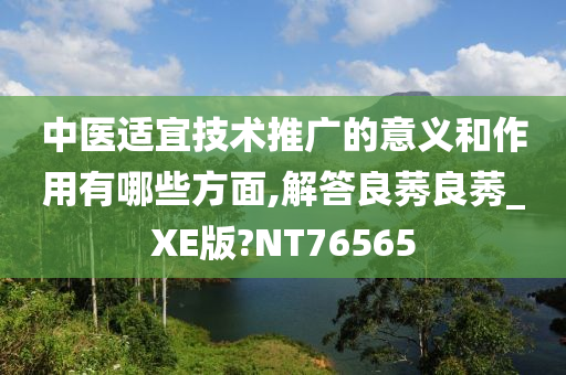 中医适宜技术推广的意义和作用有哪些方面,解答良莠良莠_XE版?NT76565