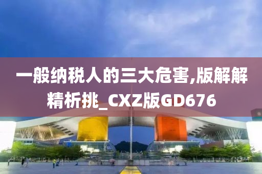 一般纳税人的三大危害,版解解精析挑_CXZ版GD676