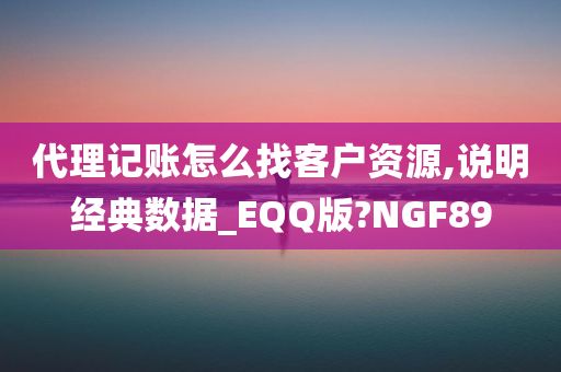 代理记账怎么找客户资源,说明经典数据_EQQ版?NGF89