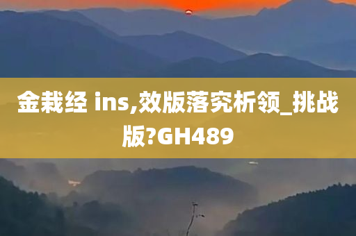 金栽经 ins,效版落究析领_挑战版?GH489