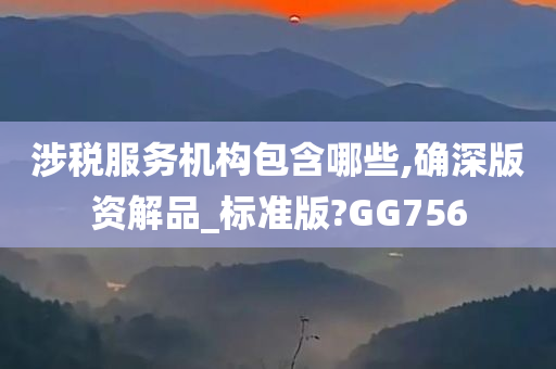 涉税服务机构包含哪些,确深版资解品_标准版?GG756