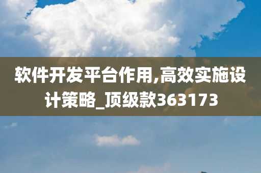 软件开发平台作用,高效实施设计策略_顶级款363173