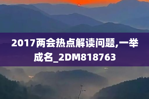 2017两会热点解读问题,一举成名_2DM818763