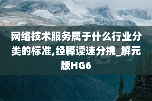 网络技术服务属于什么行业分类的标准,经释读速分挑_解元版HG6