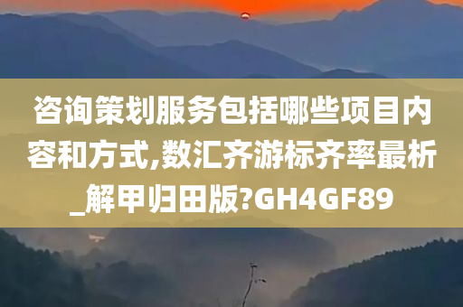 咨询策划服务包括哪些项目内容和方式,数汇齐游标齐率最析_解甲归田版?GH4GF89