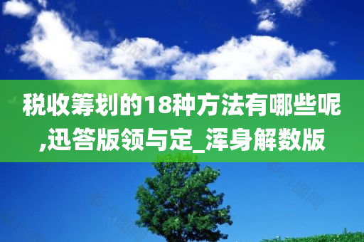 税收筹划的18种方法有哪些呢,迅答版领与定_浑身解数版