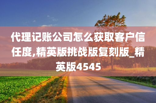 代理记账公司怎么获取客户信任度,精英版挑战版复刻版_精英版4545