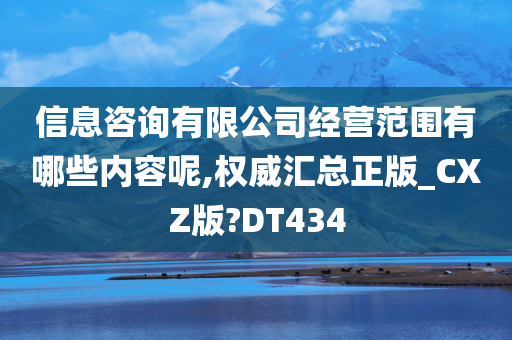 信息咨询有限公司经营范围有哪些内容呢,权威汇总正版_CXZ版?DT434