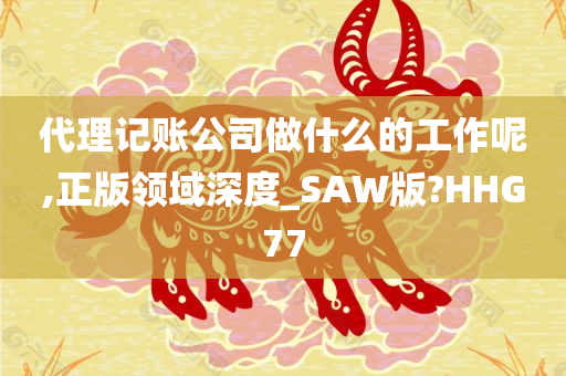 代理记账公司做什么的工作呢,正版领域深度_SAW版?HHG77